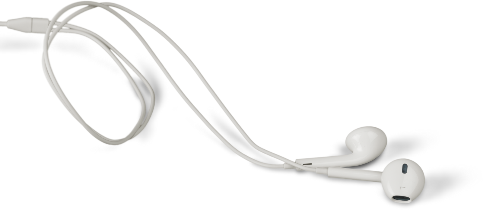Wired White Earphones Isolated